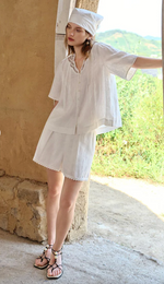 Elodie Embroidered Linen Shorts