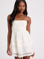 Abby White Lace Tiered Mini Dress