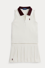 Girls Stretch Mesh Boxy Polo Shirt & Skort