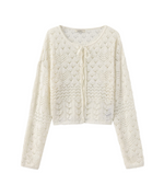 Hollow Knit Long Sleeve Cardigan