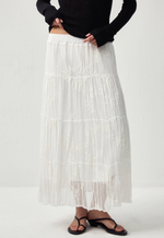 Textured A-Line Embroidered Skirt