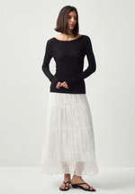 Textured A-Line Embroidered Skirt