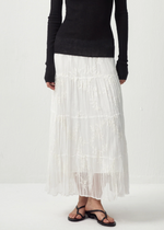 Textured A-Line Embroidered Skirt