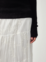 Textured A-Line Embroidered Skirt