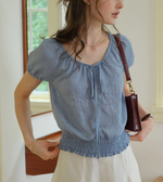 Lyra Round Neck Embroidery Blouse