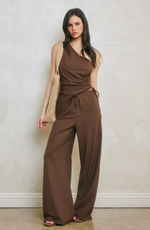Linen One Shoulder Ruched Top