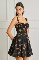 Floral Sweetheart Corset Dipped Waist Mini Dress