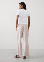 Straight Leg Mid Rise Linen Blend Pant