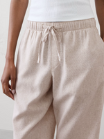 Straight Leg Mid Rise Linen Blend Pant