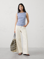 Pointelle Ribbed Boatneck Top