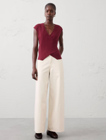 Pointelle Ribbed Wrap-front Top
