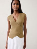 Pointelle Ribbed Wrap-front Top