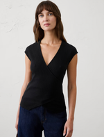 Pointelle Ribbed Wrap-front Top