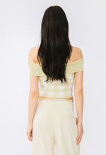 Off-Shoulder Checkered Knit Cami Top