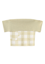 Off-Shoulder Checkered Knit Cami Top