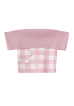 Off-Shoulder Checkered Knit Cami Top