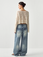 Cotton Crochet Lace Trim Cropped Cardigan