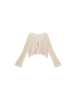 Cotton Crochet Lace Trim Cropped Cardigan