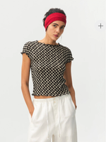 Gingham Print Ruffle-Edge Top