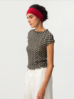Gingham Print Ruffle-Edge Top