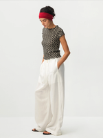 Gingham Print Ruffle-Edge Top