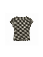 Gingham Print Ruffle-Edge Top