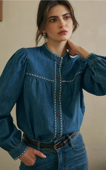 Benj Embroidered Denim Blouse