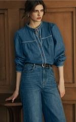 Benj Embroidered Denim Blouse