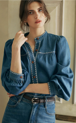 Benj Embroidered Denim Blouse
