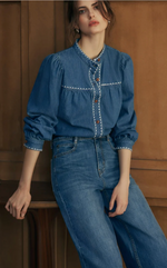 Benj Embroidered Denim Blouse