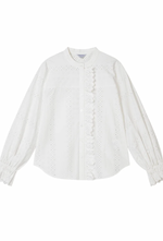 Calen Embroidered Ruffled Cotton Blouse