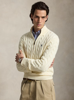 Men Half Zip Cable Knit Sweater
