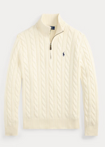 Men Half Zip Cable Knit Sweater