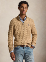 Men Half Zip Cable Knit Sweater