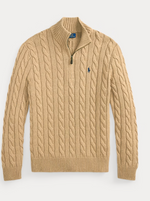 Men Half Zip Cable Knit Sweater