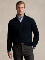 Men Half Zip Cable Knit Sweater