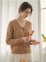 Ottilie Embroidered Rose V-Neck Cable Cardigan