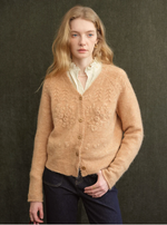 Ottilie Embroidered Rose V-Neck Cable Cardigan