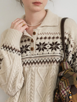Qiana Fair Isle Cable-Knit Sweater