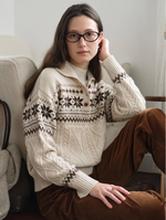 Qiana Fair Isle Cable-Knit Sweater