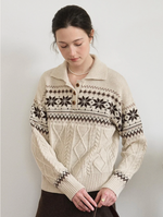 Qiana Fair Isle Cable-Knit Sweater