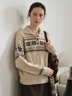 Qiana Fair Isle Cable-Knit Sweater