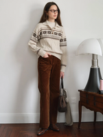 Qiana Fair Isle Cable-Knit Sweater