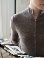 Berta 100% Wool V-Neck Button Sweater