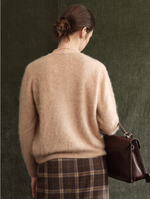 Domenica Brushed Argyle Wool-Cashmere Cardigan