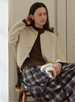 Regine Ball-Button Collarless Cropped Jacket