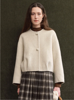 Regine Ball-Button Collarless Cropped Jacket