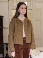 Regine Ball-Button Collarless Cropped Jacket
