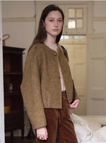 Regine Ball-Button Collarless Cropped Jacket