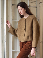 Regine Ball-Button Collarless Cropped Jacket